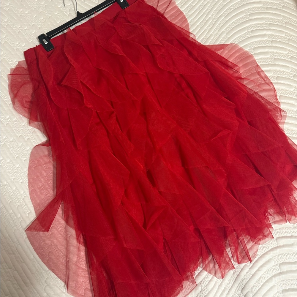Cato Vibrant Red Layered A-Line Skirt